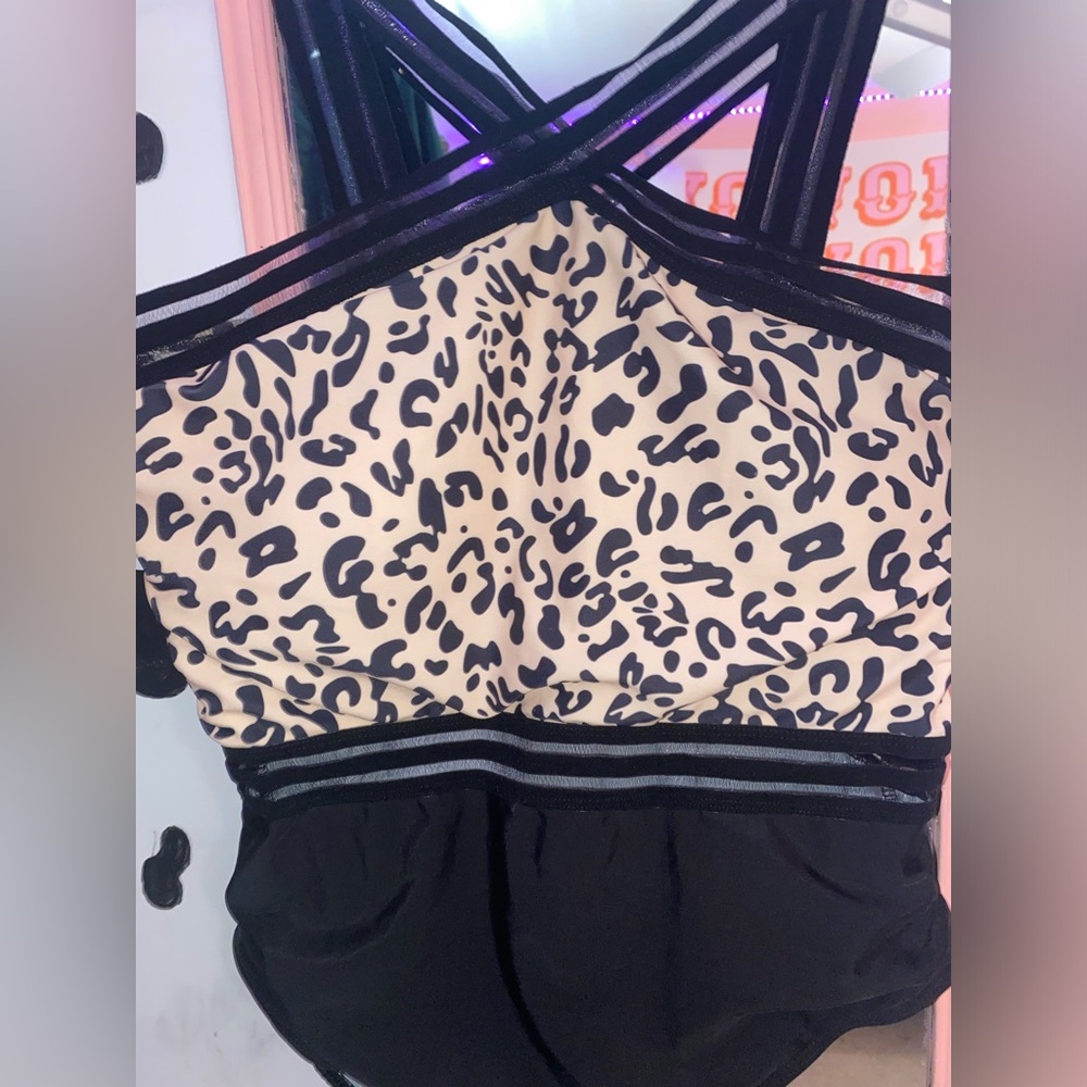 leopard halter top one piece size XL